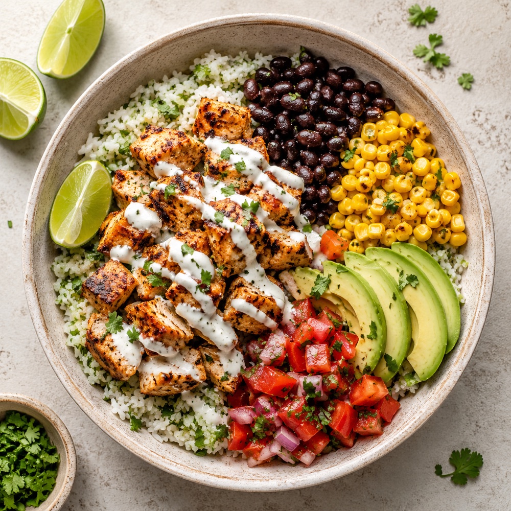 High-Protein Chicken Burrito Bowls