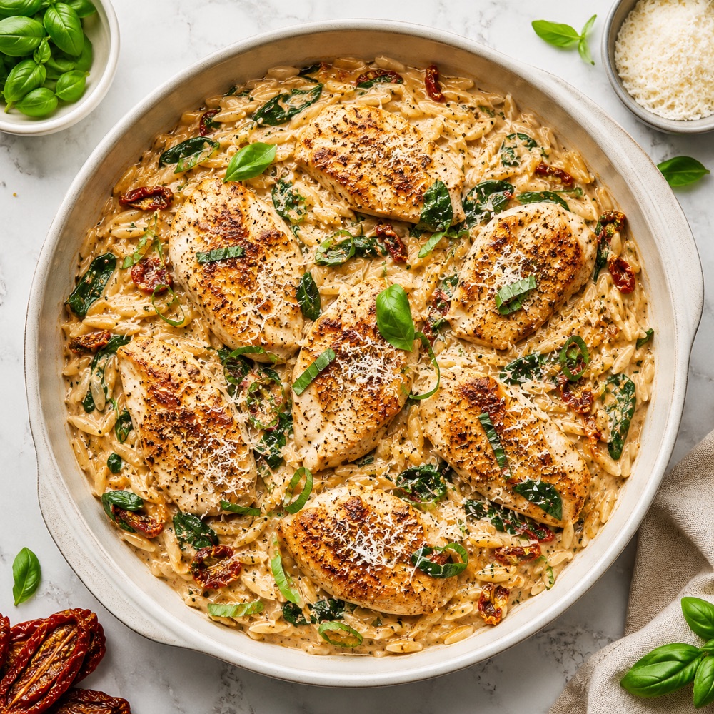 Marry Me Chicken Orzo Skillet